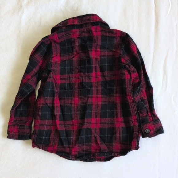 dip red plaid cotton flannel button down shirt 12-18 months baby toddler boys - Picture 5 of 5